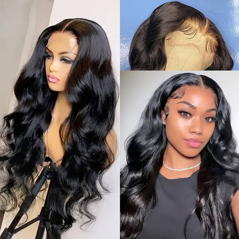 Yiwu Qianlei wig female middle wavy long curly hair black realistic full head set of hair