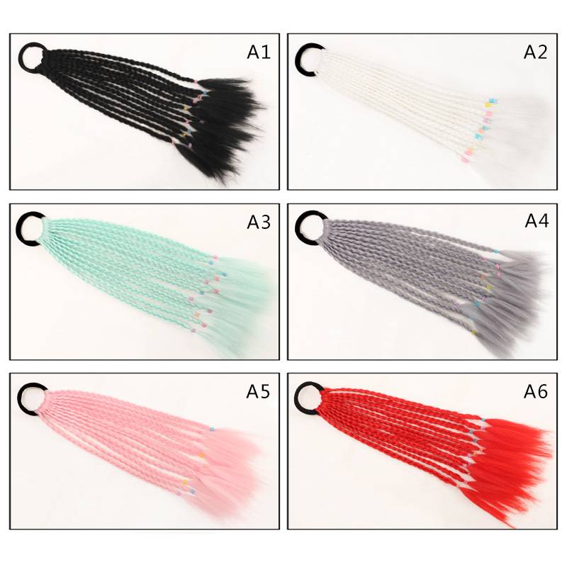 Children's wig performance Performance Dance hair accessories Little braid ponytail wig hair circle three braids ponytail