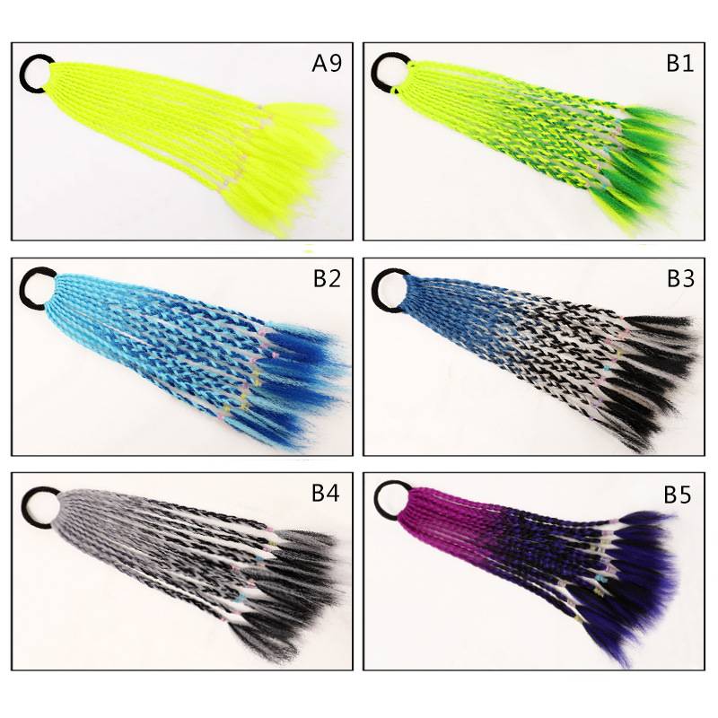 Children's wig performance Performance Dance hair accessories Little braid ponytail wig hair circle three braids ponytail