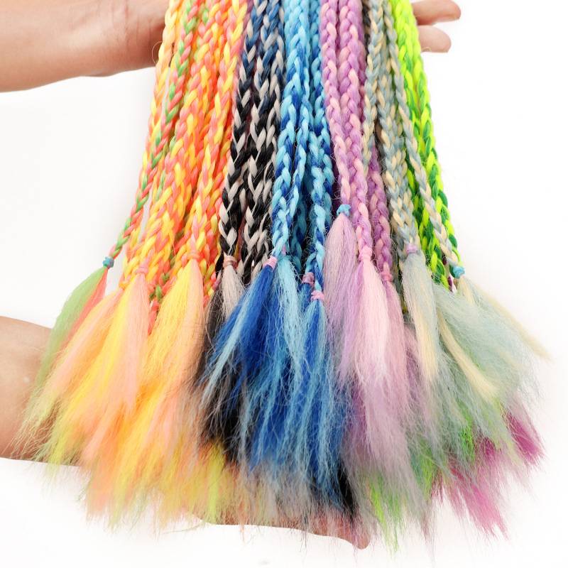Children's wig performance Performance Dance hair accessories Little braid ponytail wig hair circle three braids ponytail