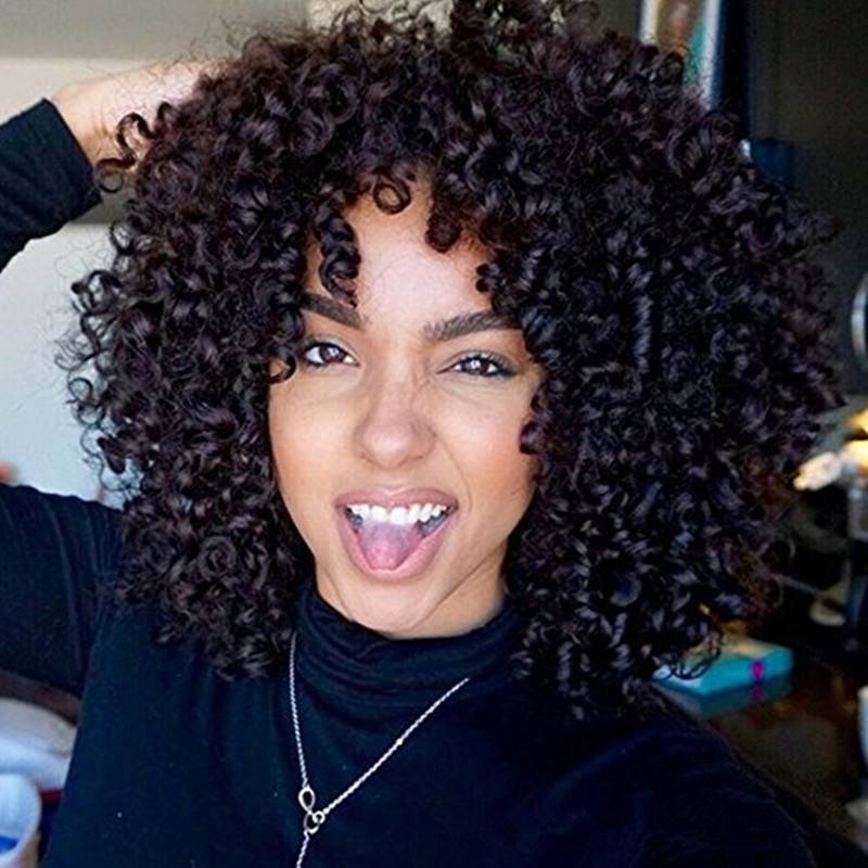 Xuchang wig manufacturer European and American wig female African curly hair fluffy explosive head medium curly hair chemical fiber hair