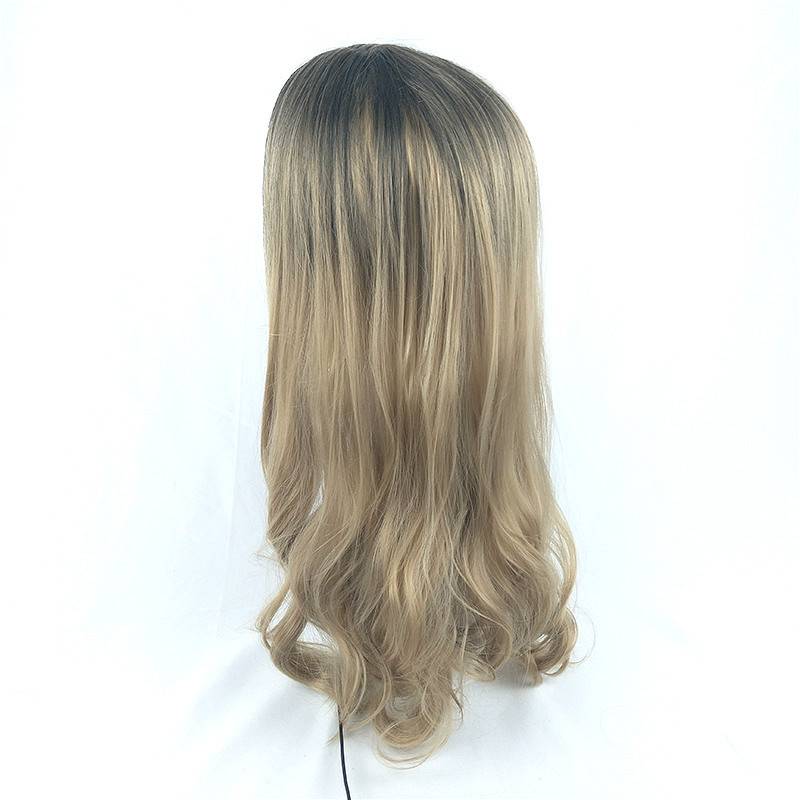 Amazon's new wig female long curly hair gradient color European and American fashion fiber wig Wigs cross -border supply