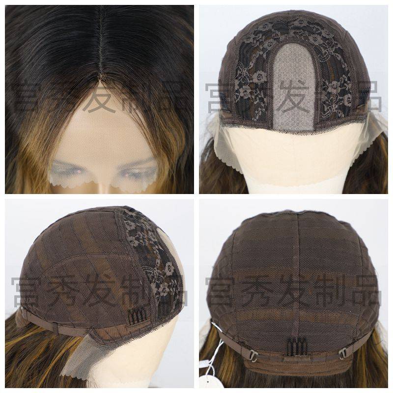 Wig European and American ladies in front of lace wigs divided lace long curly hair chemical fiber high -temperature silk hood wigs