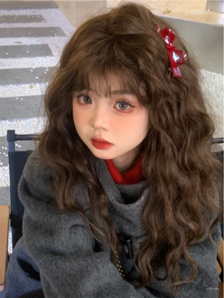 Wig female long curly wool roll natural fluffy full set of corn hot 2024 fashion new whole wig