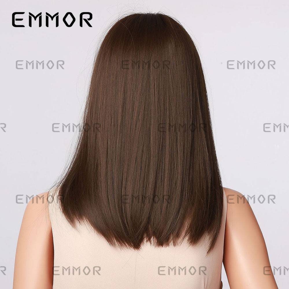 Cross -border European and American fake bangs black brown shoulder -length straight hair curls to decorate the face shape high temperature silk