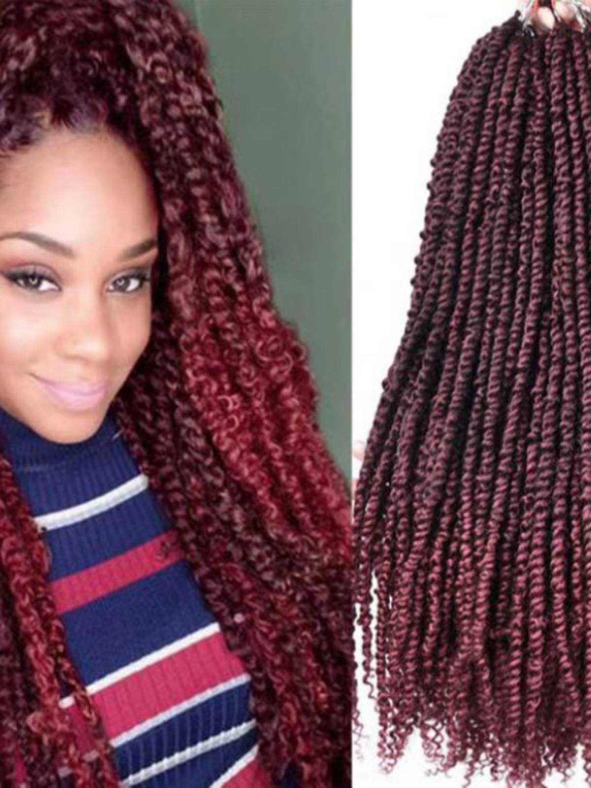 Pre -PASSION TWIST CROCHET Hair Braids two small braid African dirty braid wigs