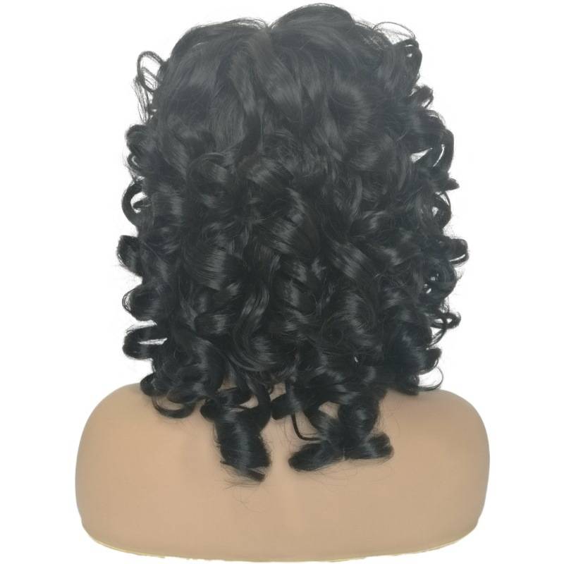 Factory straight long -selling ladies wig black wig long curly hair high temperature silk IEM bangs wig
