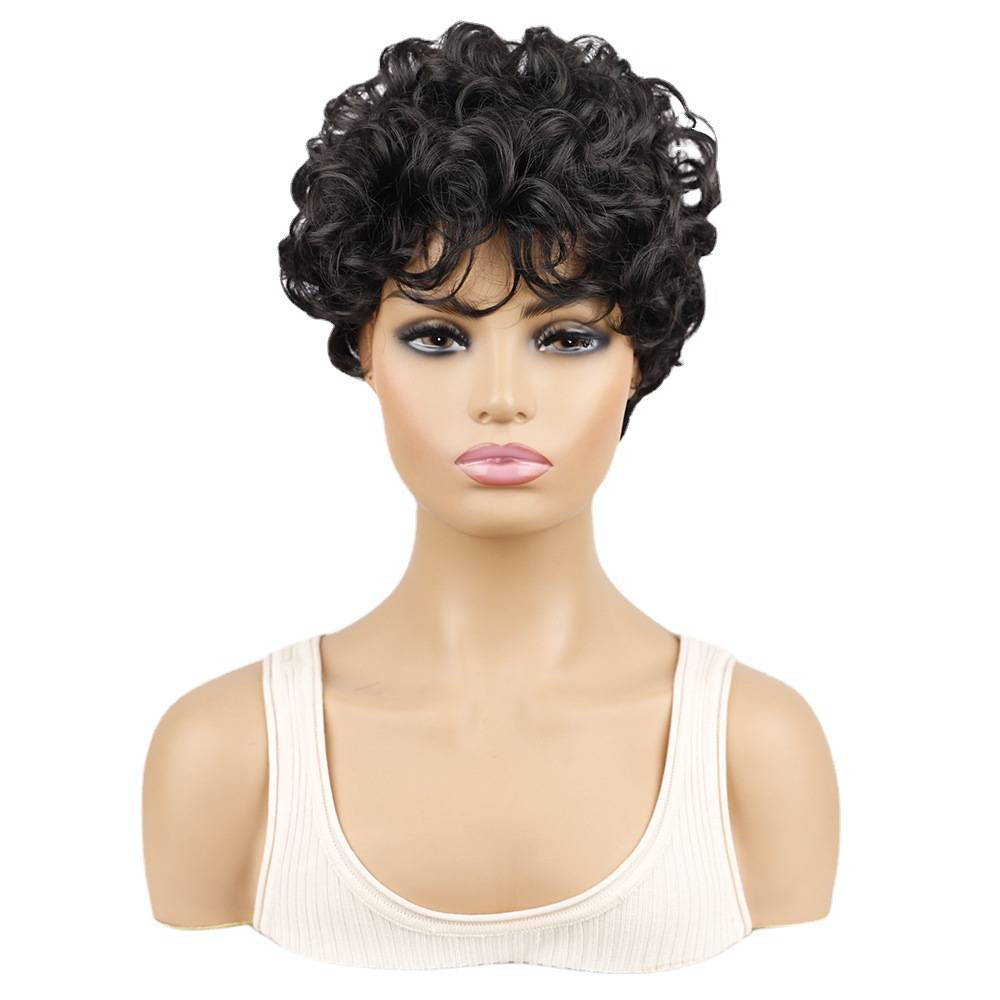 Ladies small roll head cover short African female curly head cover short hair micro -curling fibrous hood