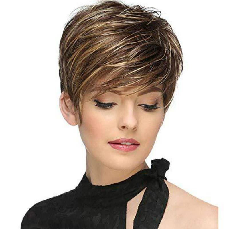Wig female European and American fashion short hair handsome air pattern short straight hair fiber mechanism headhs women's fast selling new products