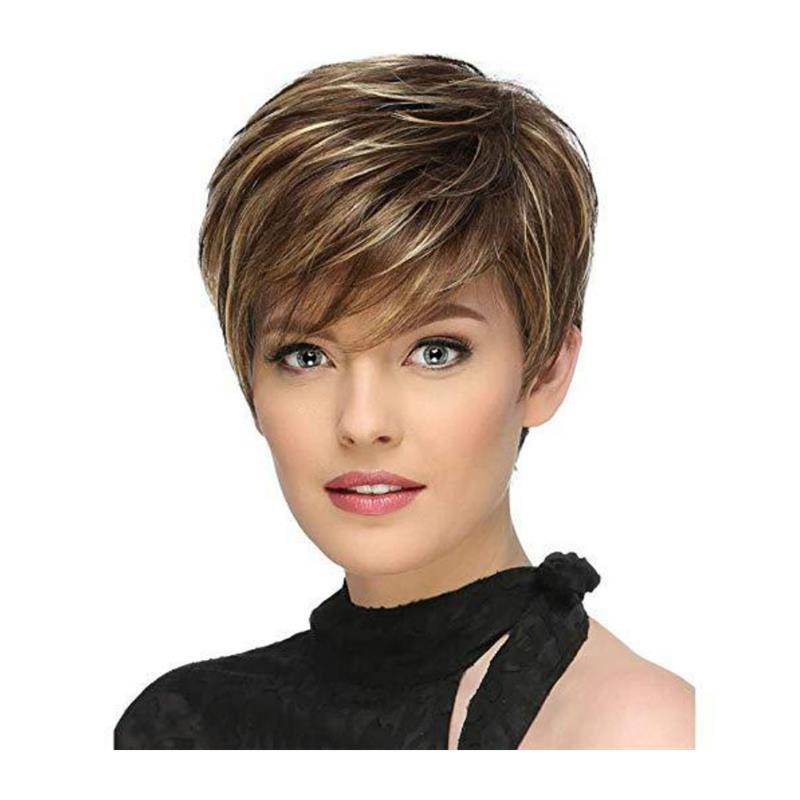 Wig female European and American fashion short hair handsome air pattern short straight hair fiber mechanism headhs women's fast selling new products