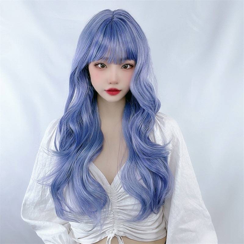 European and American Harajuki Wigmail Girls, curly air bangs, grandma gray fake head cover lolita to pick up hair