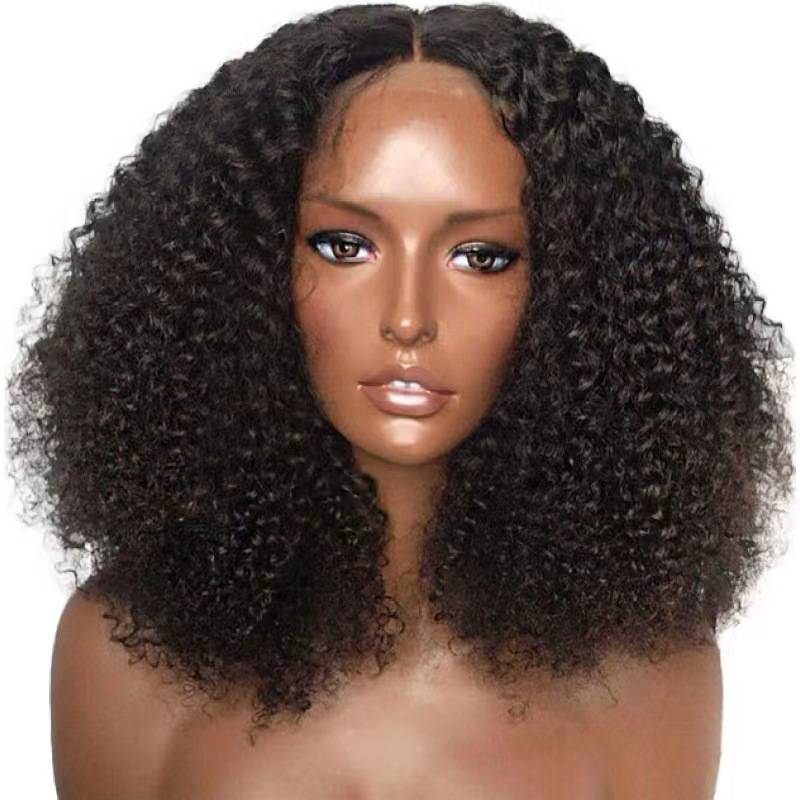 Amazon African Wig European and American ladies black curly mid -length hairpot hair short curly hair