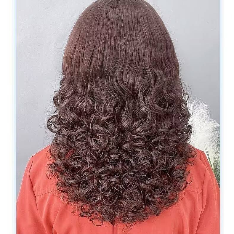 Mid -long curly hair big wave head set goddess hot fashion mothers middle -aged and elderly head sets of wool rolls can be tied naturally and realistic