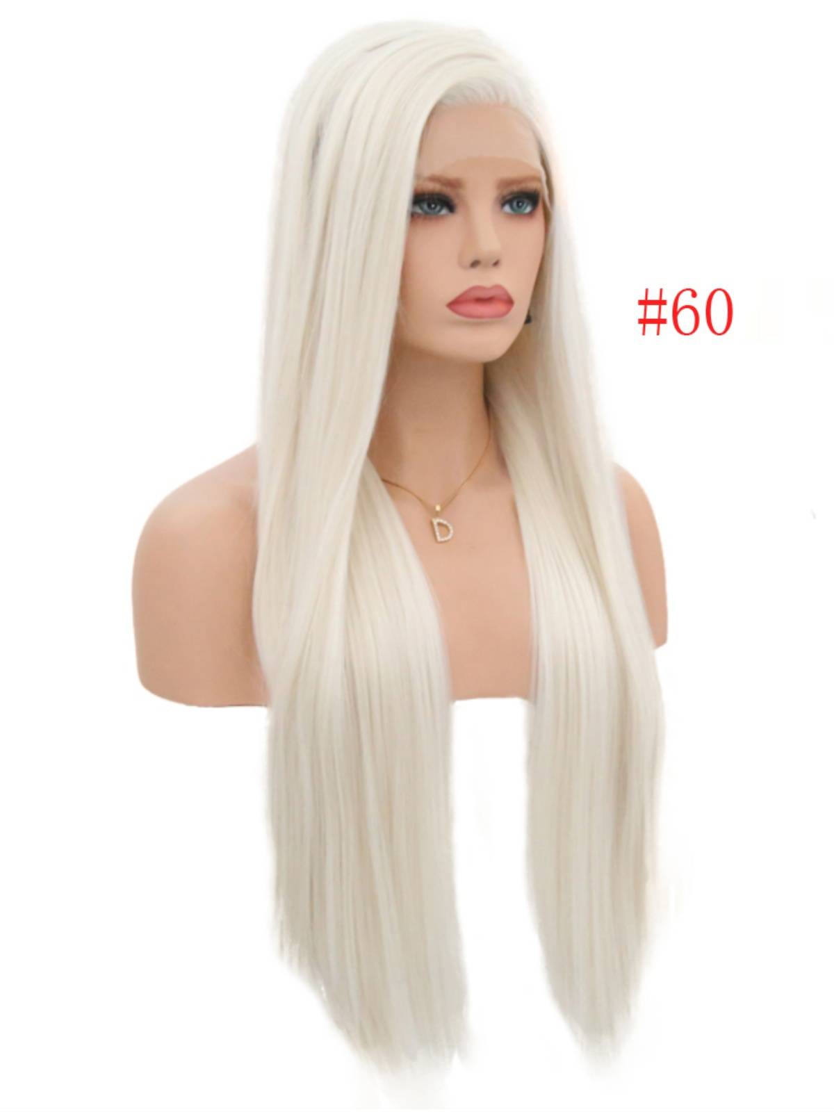 Fashionable lace long straight -haired rice white chemical fiber matte 70 cm long hair sleeve best -selling wig spot