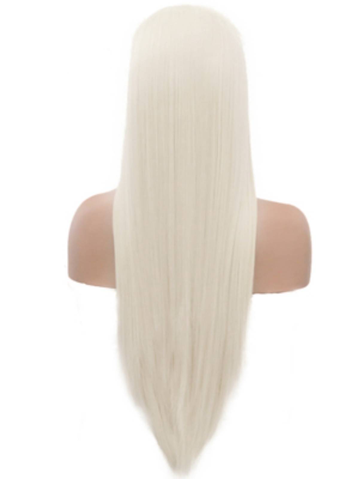 Fashionable lace long straight -haired rice white chemical fiber matte 70 cm long hair sleeve best -selling wig spot