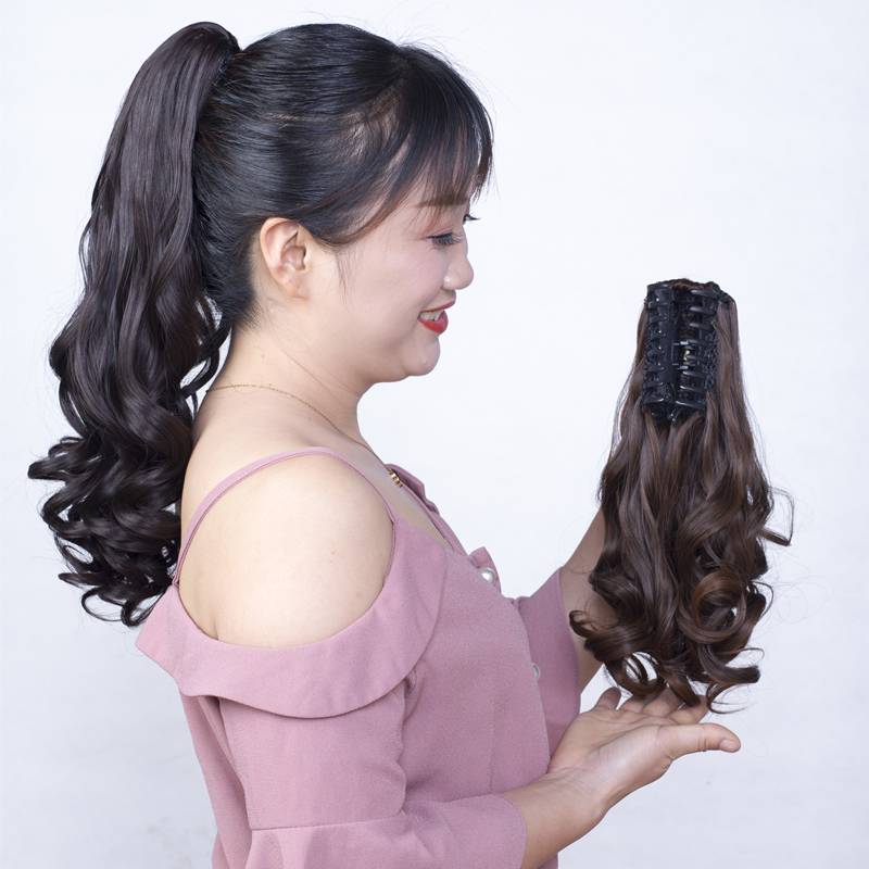 Paradise ponytail fashion plate hair ponytail naturally, big curly hair net red anchor strap grasping clip ponytail