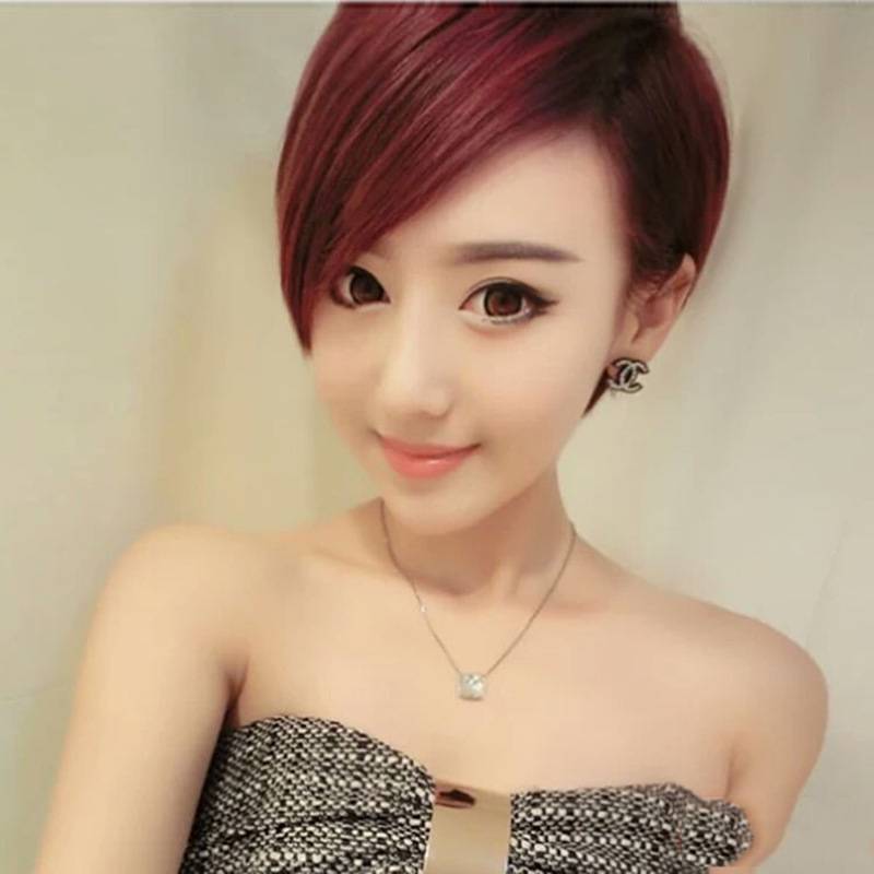 Wig female dew -ear short hair oblique bangs short straight hair fashion short hair female wig female
