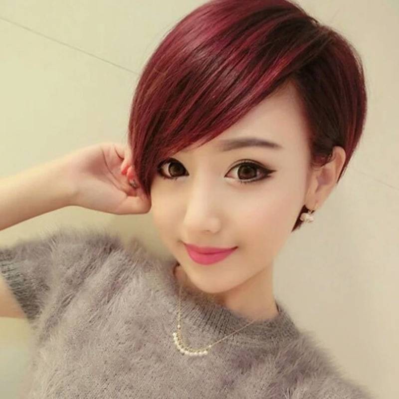 Wig female dew -ear short hair oblique bangs short straight hair fashion short hair female wig female