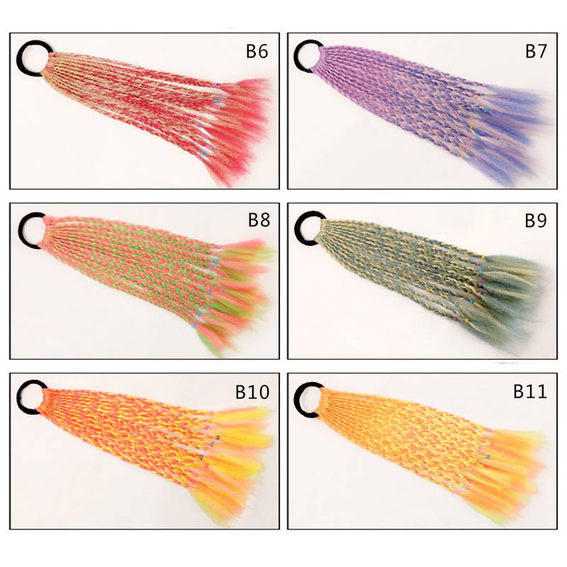 Children's wig performance Performance Dance hair accessories Little braid ponytail wig hair circle three braids ponytail