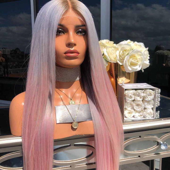 Europe and the United States pick up black blue pink ladies long straight hair explosion wig volunteers