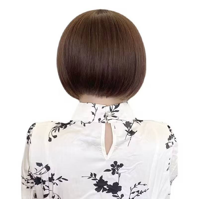 Wig short hair female summer full set wave head air bangs imitation all real people to send the whole long hair wig cover