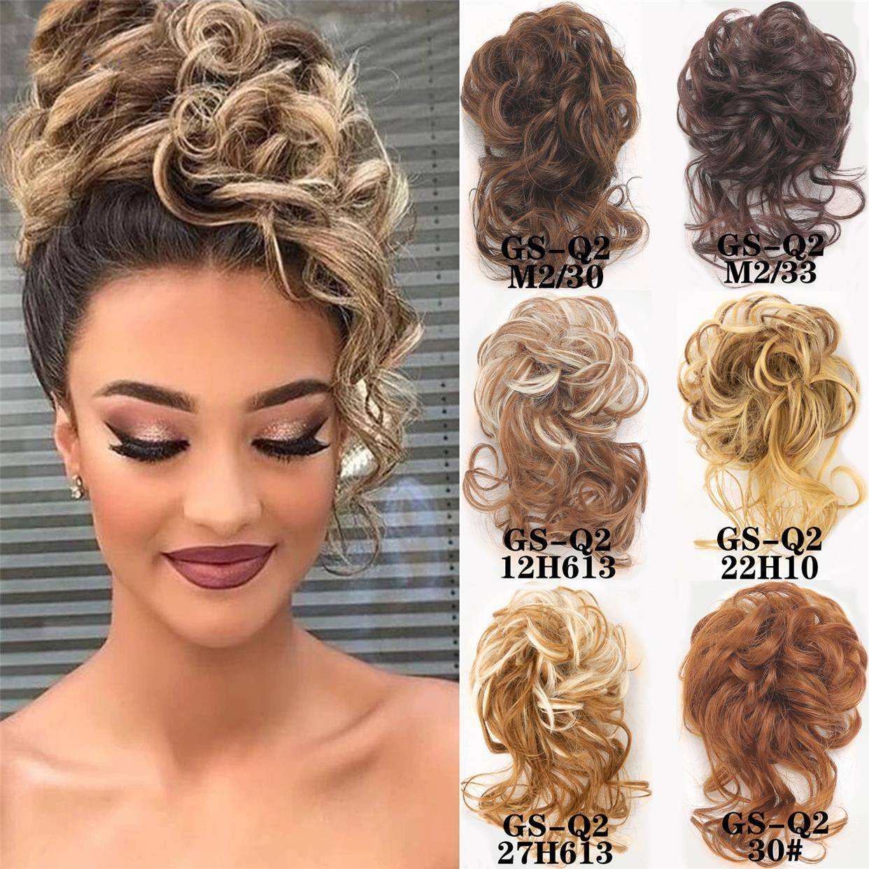 Hot -selling wig hair ring hair circles, elastic balls, cocktail head, long beard curly hair rolled fluffy hair bud