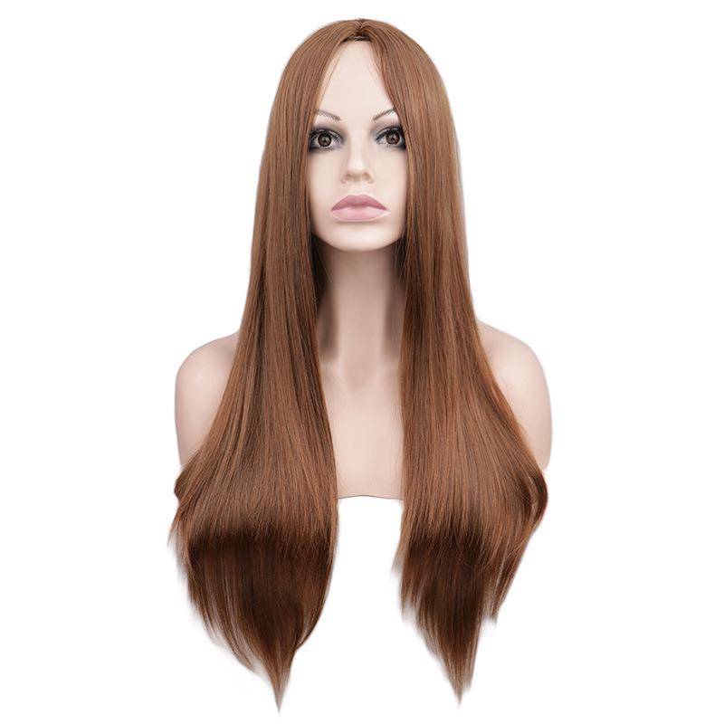Wig female long straight bangs wig High -temperature silk wig Fashion wig