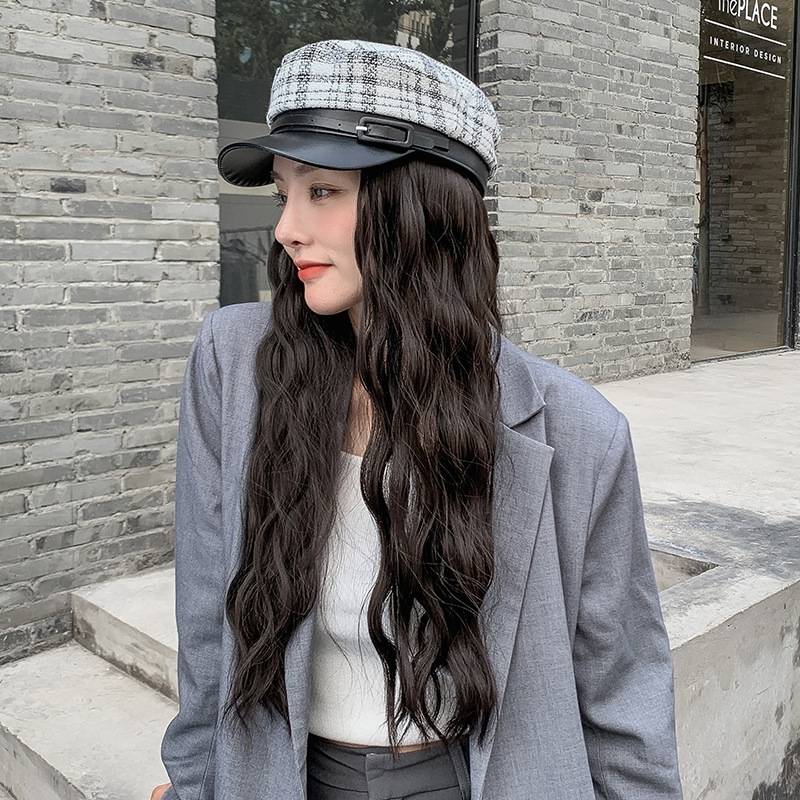 Wig female long hair can be splitted with wigs of hair hats, new water ripple hats, long curly hair wigs, European and American sources