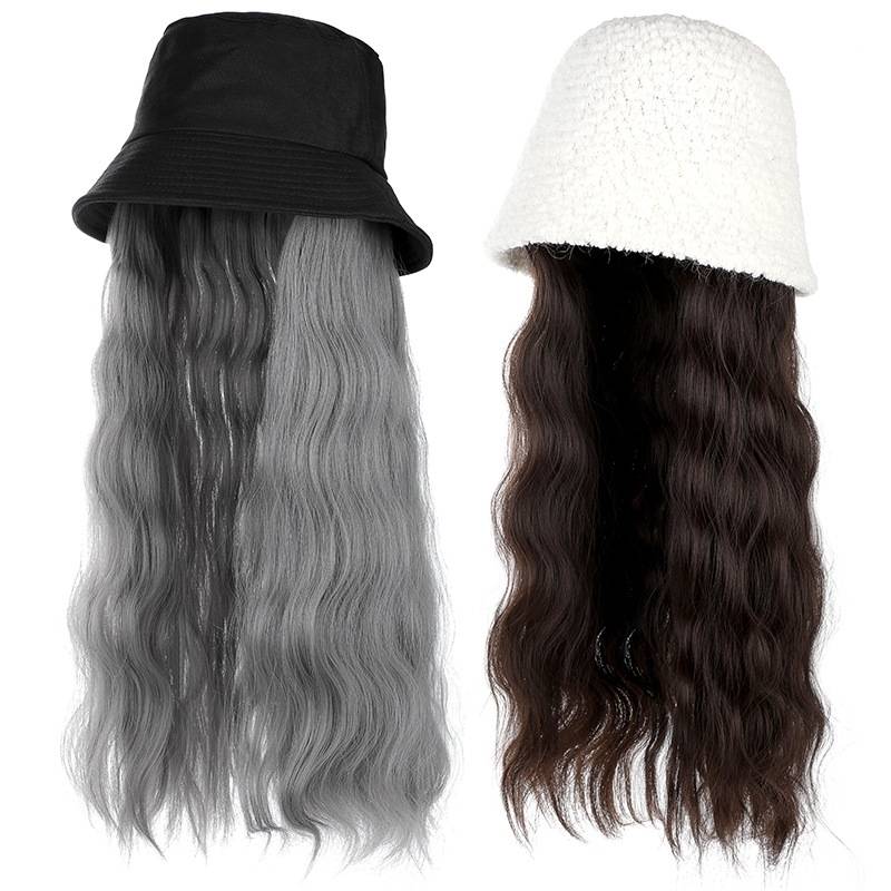 Wig female long hair can be splitted with wigs of hair hats, new water ripple hats, long curly hair wigs, European and American sources