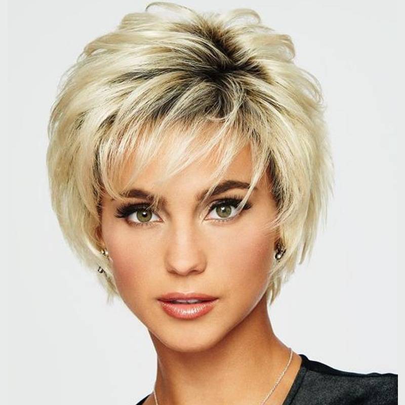European and American fake girls fashion short fluffy temperament pseudo head cover short hair and short hair slog