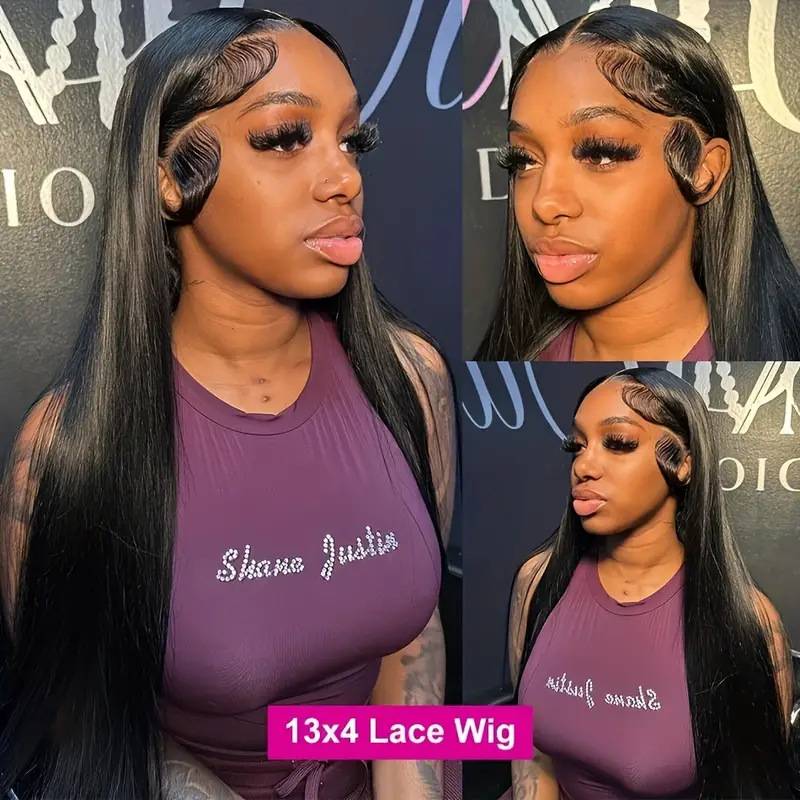 Amazon Cross -border Fashion 13*4 Lale straight hair wigs Heat the lace before the lace divided into straight hair