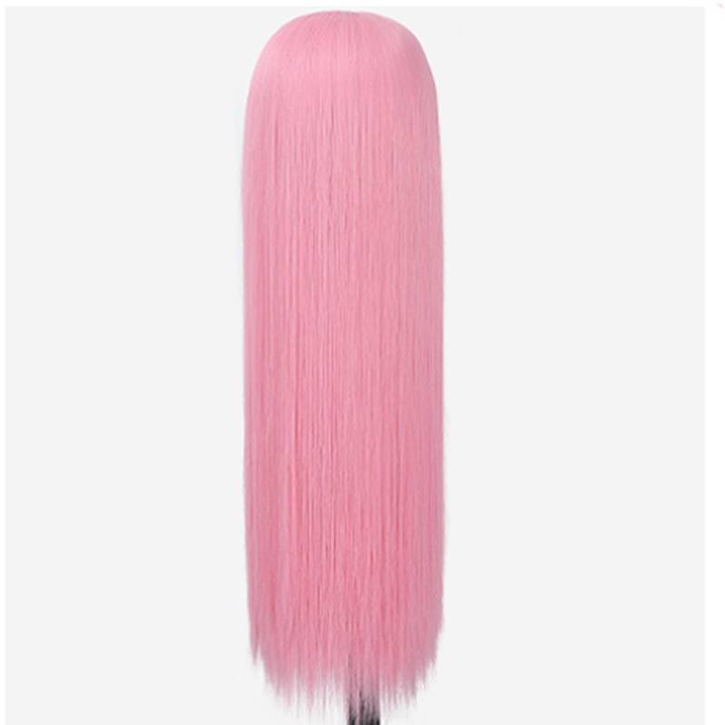 Cross -border e -commerce wig female light pink long straight wig Full set of popular woven wig female chemical fibrous hood