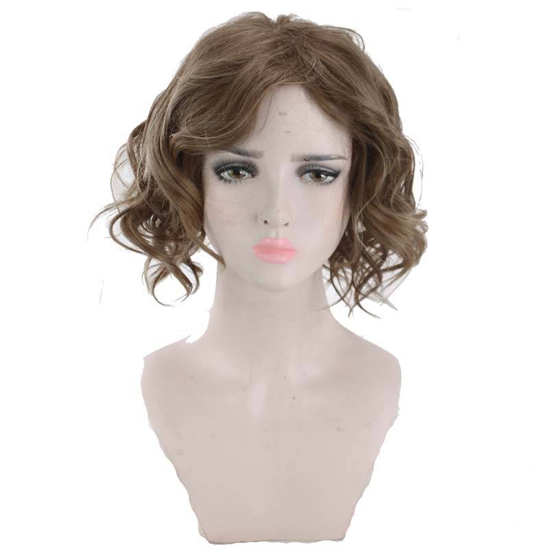 Short -haired girls in the popular wigs of short hair fashion short straight hair micro -curly mid -long hair realistic fiber hair wig