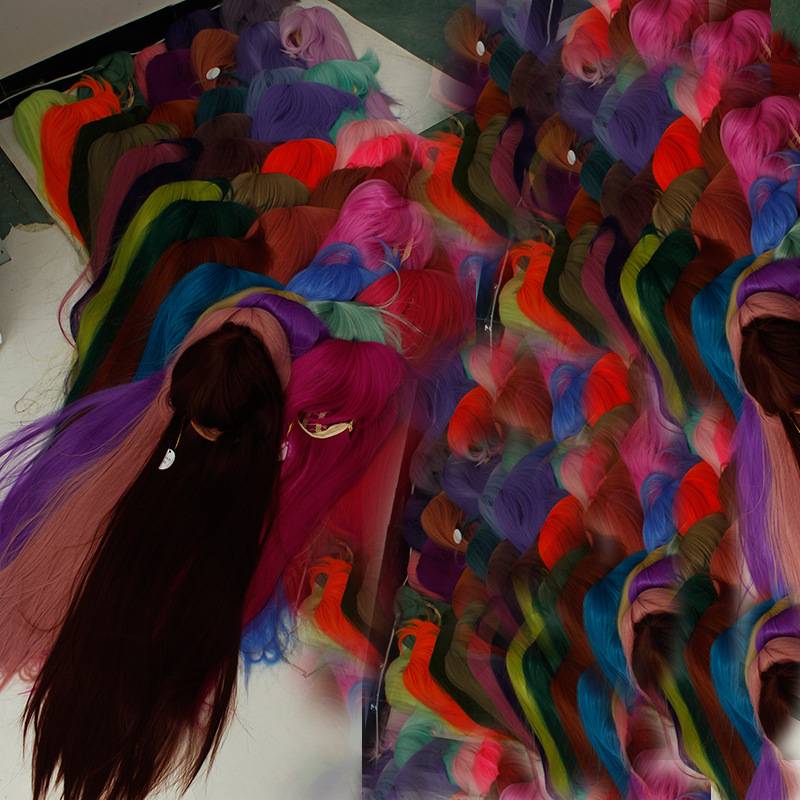 Yiwu Hua Cai Wig Factory Wigmail 100 -color long straight hair anime hot selling high temperature silk anime