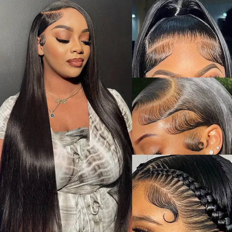 Former lace wig Black lady, long straight hair fluffy, natural fashion full -scale full hair factory direct sales