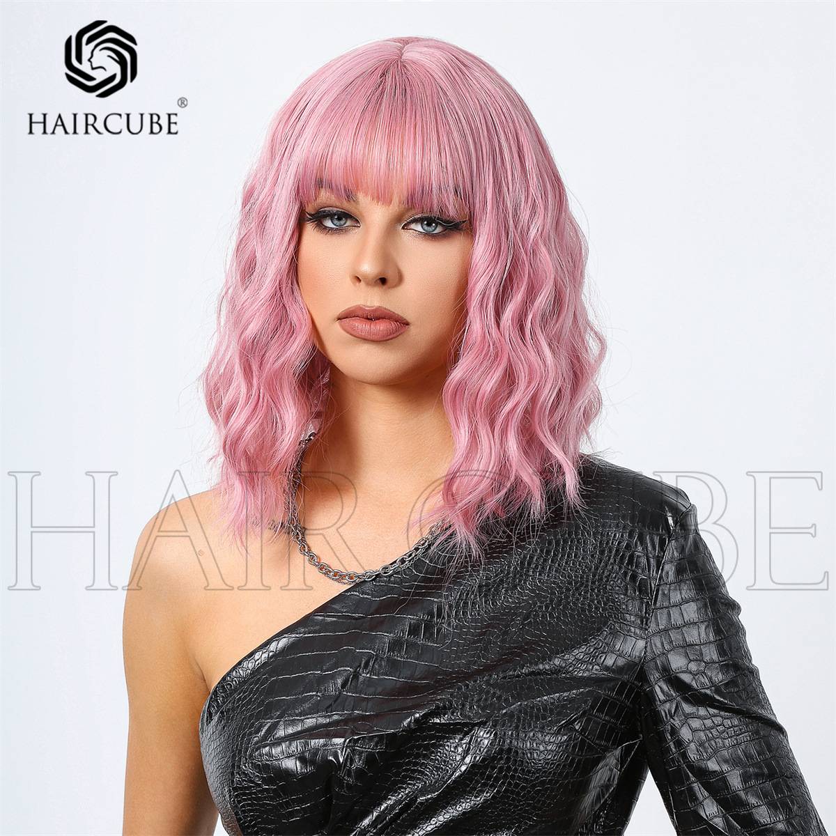 European and American wind wig Pinky short curly hair wigs full -headed mechanism Qi Liu Hai wig cross -border