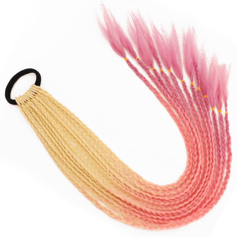 Wig ponytail color braid high -temperature silk twisted braid Gradient color national style three -stranded braid dirty braid ponytail