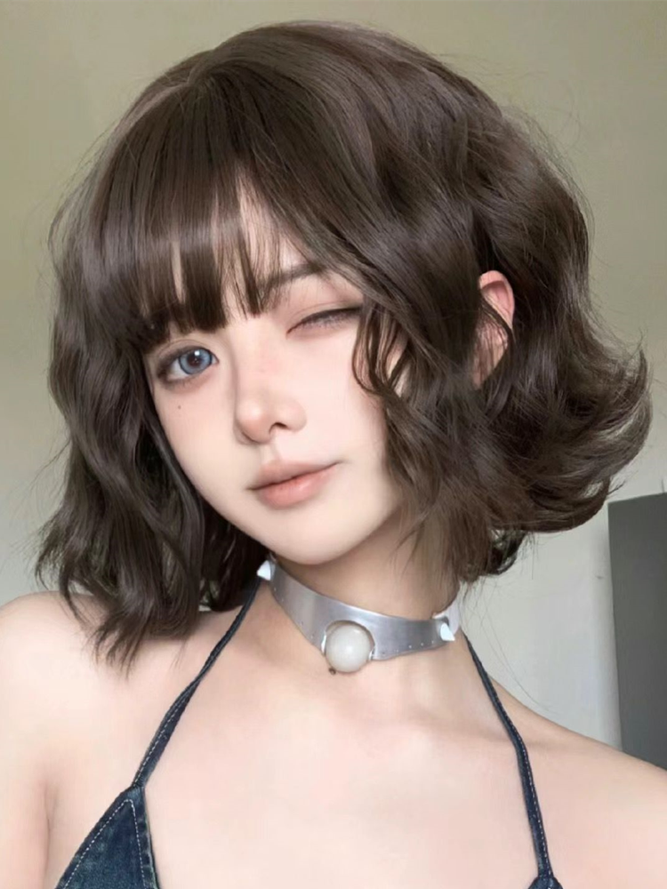 Wig female short curly hair natural age reduction lolita full set of simulation lazily fluffy wool rolling wig