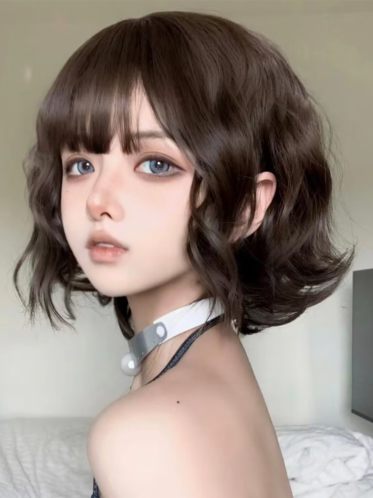 Wig female short curly hair natural age reduction lolita full set of simulation lazily fluffy wool rolling wig