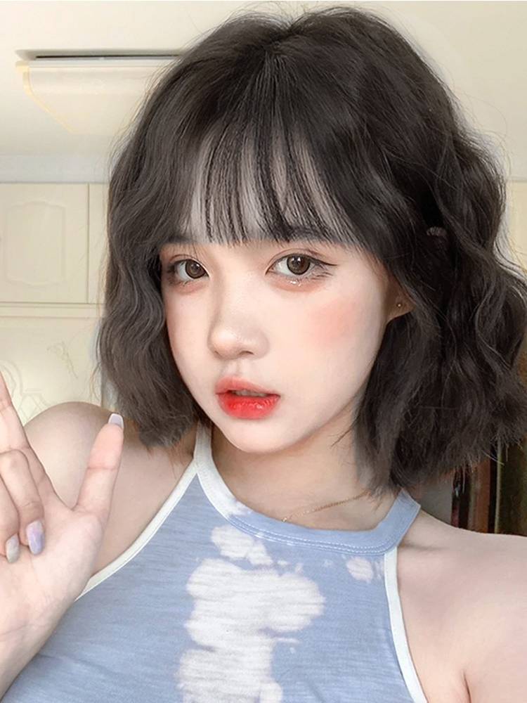 Wig female short curly hair natural age reduction lolita full set of simulation lazily fluffy wool rolling wig