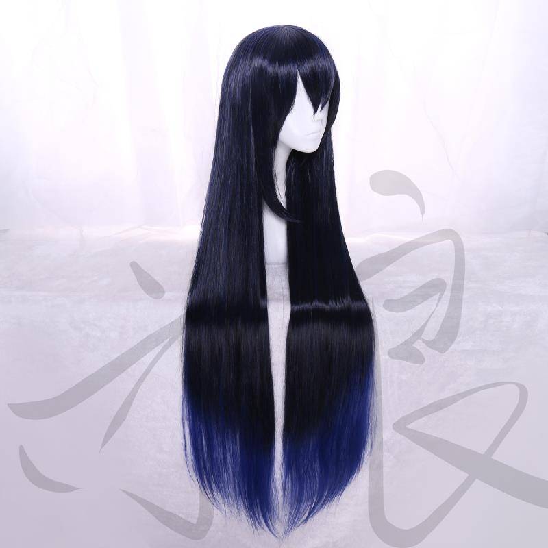 High -end Yiliang's master's brain has a pit oriental fiber cloud cos wig black blue gradient