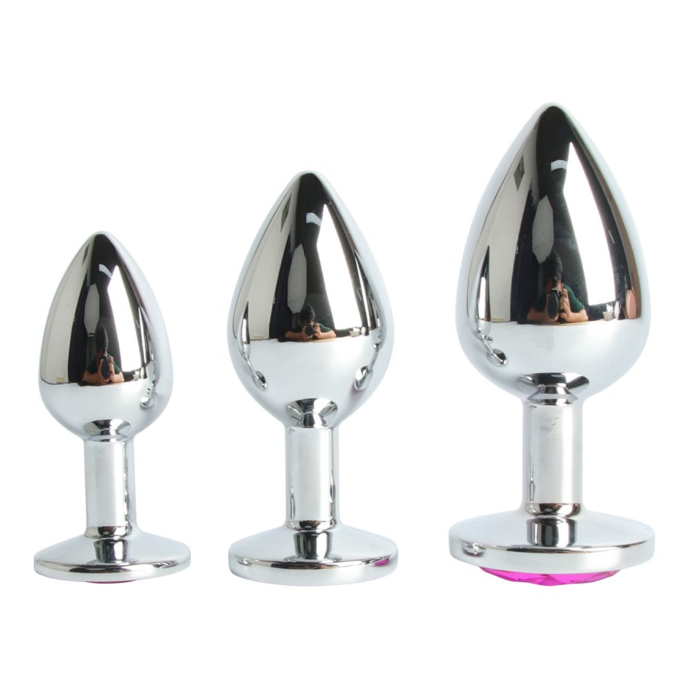 FairyKiss Anal Butt Plug S/M/L 3pcs sets with Crystal Diamond Beginner Stainless Steel Stimulation toy for Unisex Masturbation