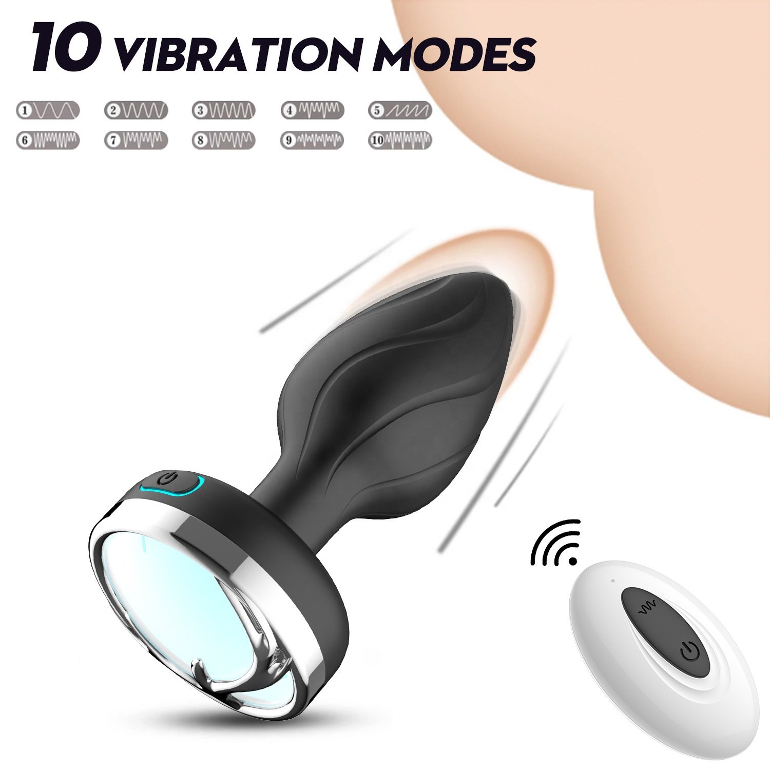 Flashing Vibrating Silicone Anal Toys Wireless LED Anal Vibrator 10 Mod Butt Plug Electric Vibrador Anal Sex Toy For Woman