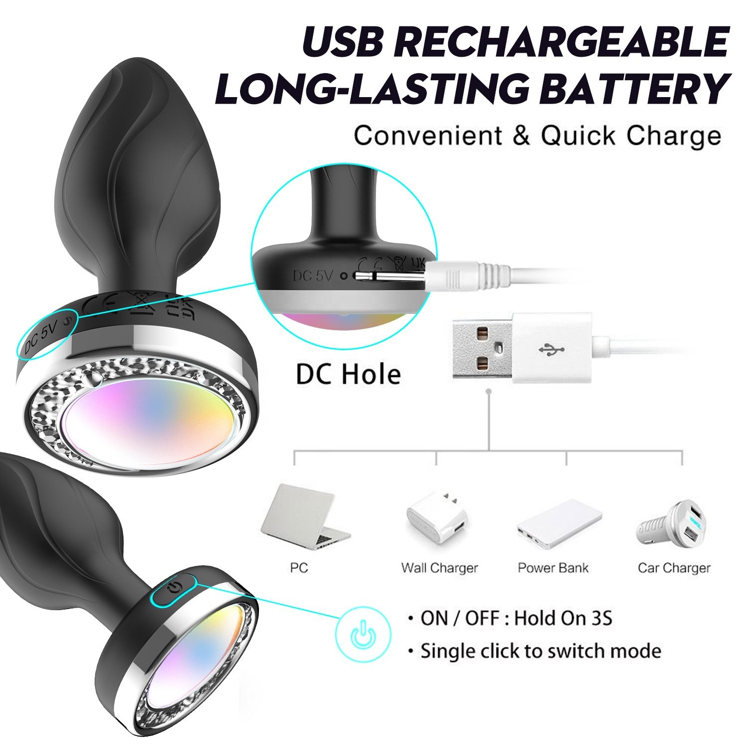 Flashing Vibrating Silicone Anal Toys Wireless LED Anal Vibrator 10 Mod Butt Plug Electric Vibrador Anal Sex Toy For Woman