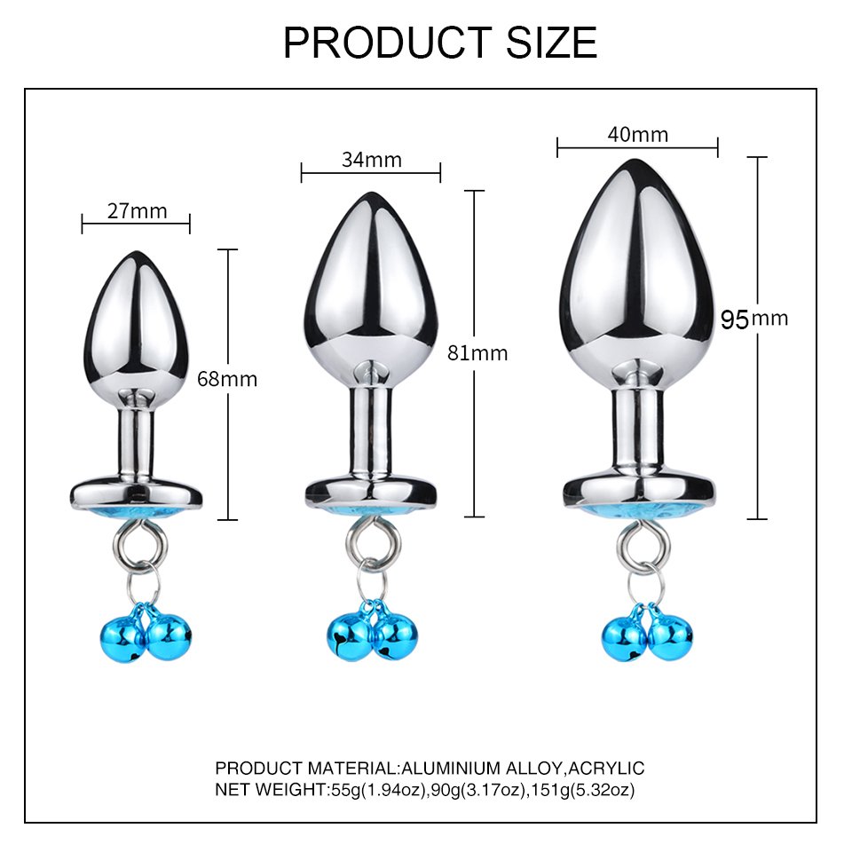Alloy Anal Plug with 2 Bells Aluminium Metal Butt Plug Sex Toys for Women and Men Juguetes Sexuales Anal Sex Toys
