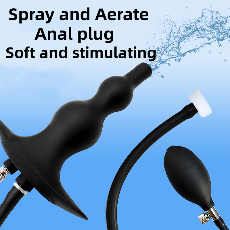 Medical Silicone Water Spray Inflatable Anal Plug Anal Enema Cleaner Anus Dilator Dildo Silicone Buttplug Expander Washer