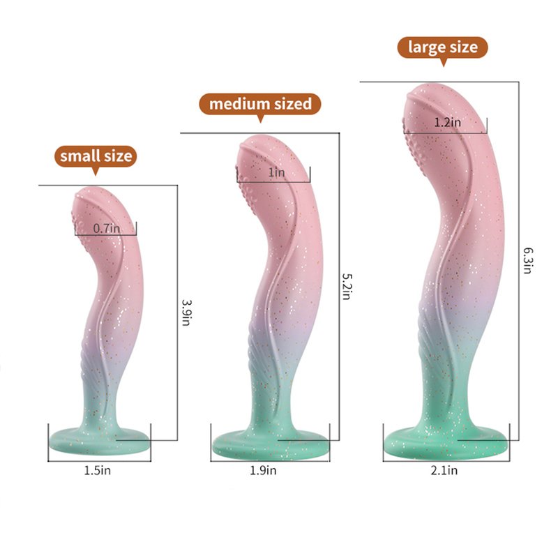 Silicone Stud Head Glitter Dildo Suction Base Anal Plug