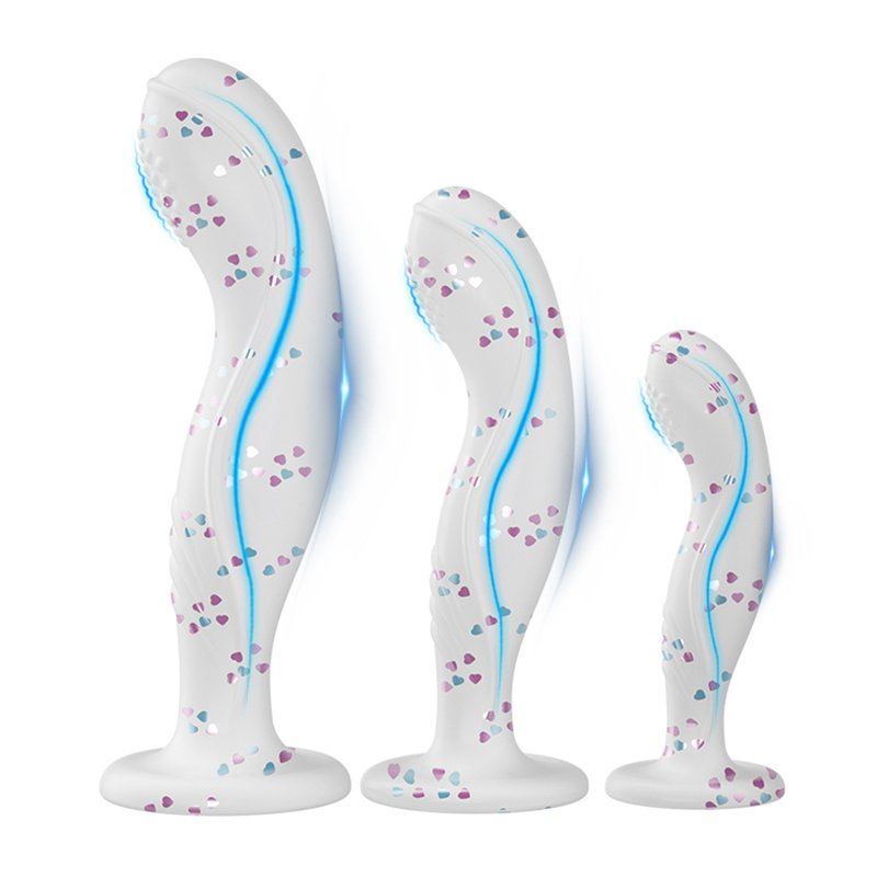 Silicone Stud Head Glitter Dildo Suction Base Anal Plug