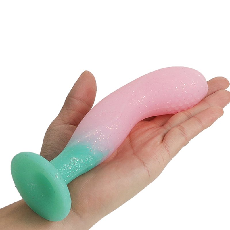 Silicone Stud Head Glitter Dildo Suction Base Anal Plug