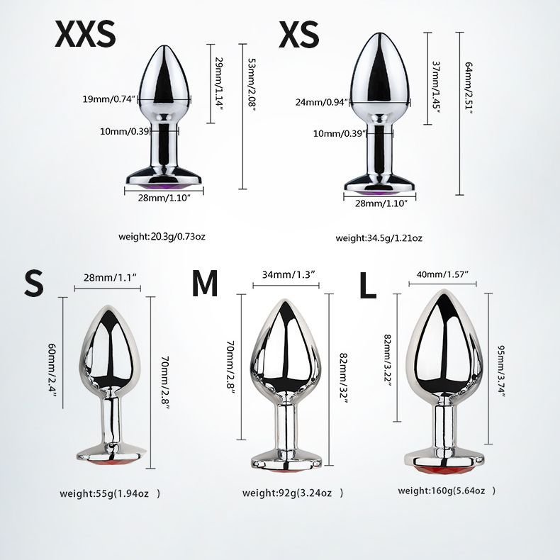 3Pcs/Set S M L Metal Anal Plug Stainless Butt Plug Fetish Adult Anal Sex Toys Heart Crystal Jewelry Anal Butt Plug For Men Woman
